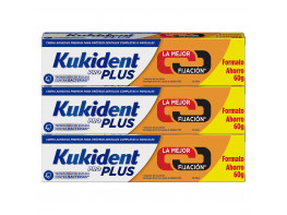 Imagen del producto Kukident pack Proplus adhesivo para prótesis dentales doble acción 3x60g